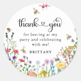Wildflower & BumbleBee Kids Birthday  Classic Round Sticker