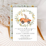 Wildflower Bunny Carrot Car Easter Birthday Party Invitation<br><div class="desc">Celebrate your little bunny's birthday with this super adorable invitation featuring a cute rabbit riding a carrot car and lush wildflower wreath.</div>