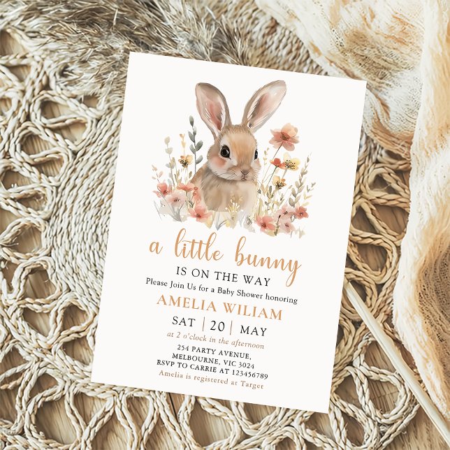 Wildflower Bunny Rabbit Baby Shower Invitation (Creator Uploaded)