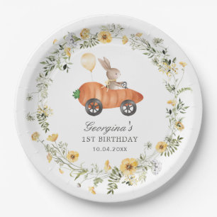 Wildflower Bunny Rabbit Carrot Car Birthday Party Paper Plate