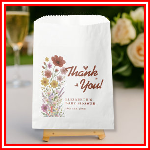 Wildflower Burnt Orange Baby Shower Thank You Favour Bags