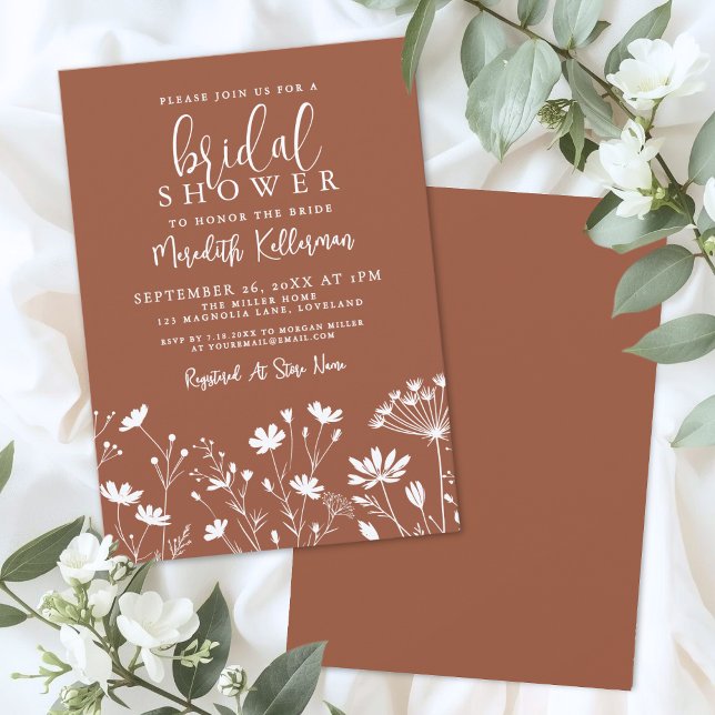 Wildflower Burnt Orange Bridal Shower Invitation (Wildflower Burnt Orange Bridal Shower Invitation )
