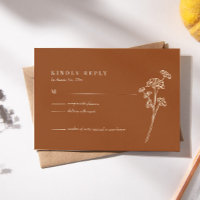 Wildflower Burnt Orange Wedding RSVP Card