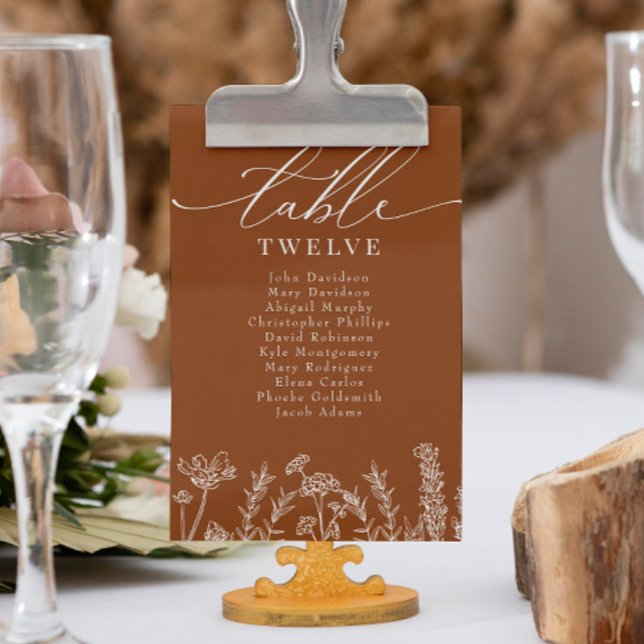 Wildflower Burnt Orange Wedding Seating Chart Invitation (Creator Uploaded)