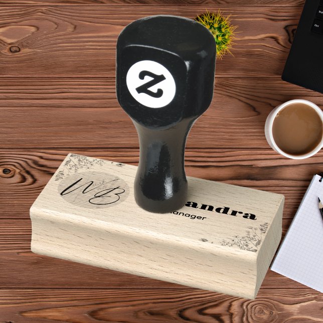 Wildflower Business Logo Restaurant Personalised Rubber Stamp (Creator Uploaded)