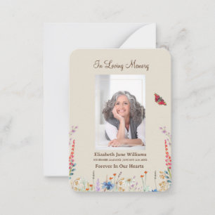 Wildflower & Butter Funeral Memorial Prayer Card