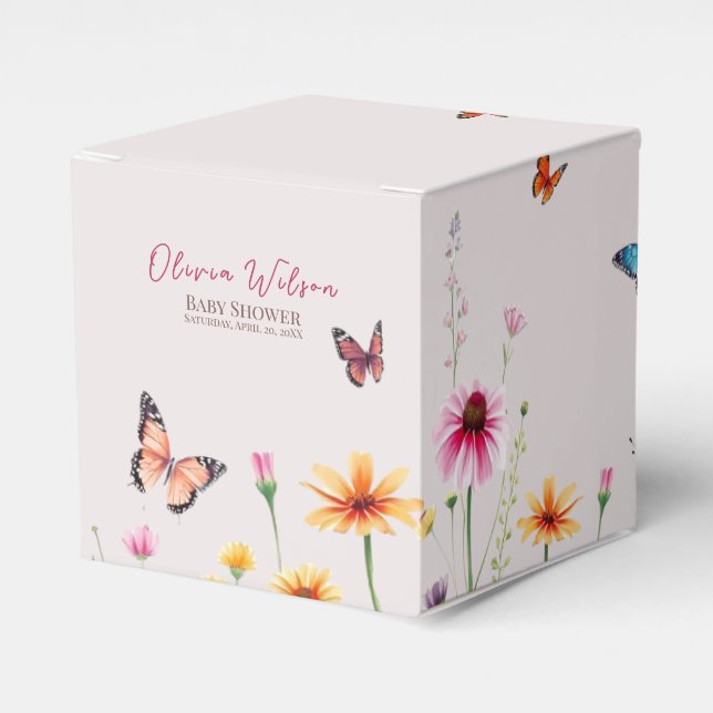 Wildflower Butterflies Baby in Bloom Baby Shower  Favour Box (Front Side)