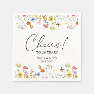 Wildflower Butterflies Boho Anniversary Cheers Napkin