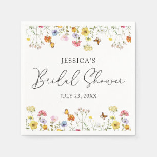 Wildflower Butterflies Boho Bridal Shower Napkin