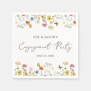 Wildflower Butterflies Boho Engagement Party Napkin