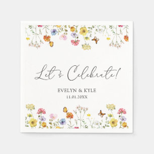 Wildflower Butterflies Boho Let's Celebrate Napkin