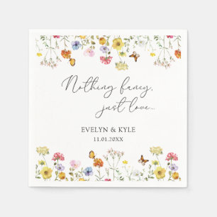Wildflower Butterflies Boho Nothing Fancy Wedding Napkin