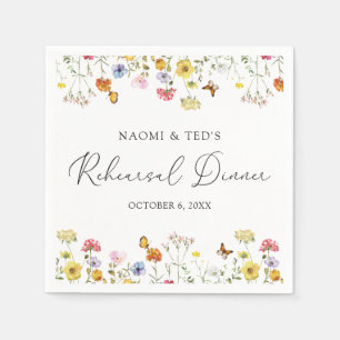 Wildflower Butterflies Boho Rehearsal Dinner Napkin
