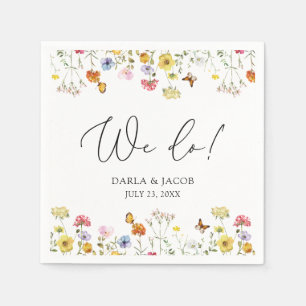 Wildflower Butterflies Boho We Do Wedding Napkin