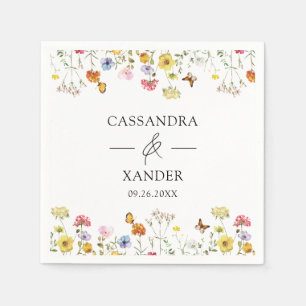 Wildflower Butterflies Boho Wedding Ampersand Napkin