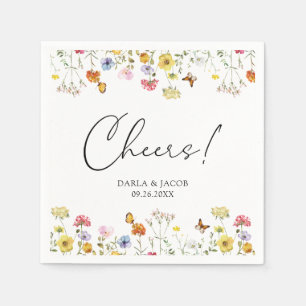 Wildflower Butterflies Boho Wedding Cheers Napkin