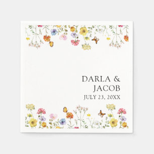 Wildflower Butterflies Boho Wedding Napkin