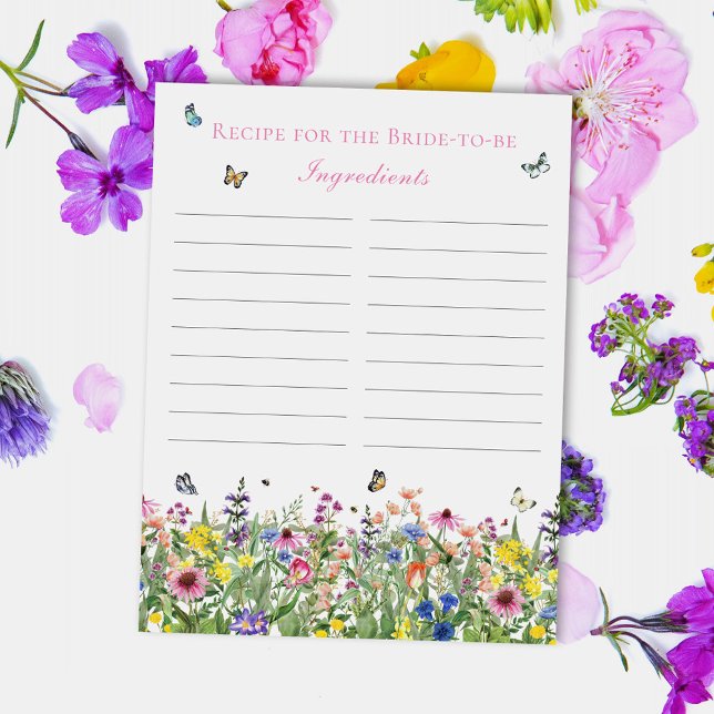 Wildflower & Butterflies Recipe For The Bride Postcard (Creator Uploaded)
