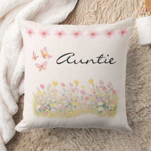 Wildflower Butterfly Auntie Throw Pillow Gift