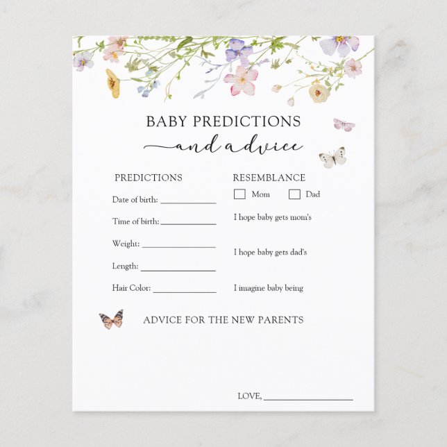 Wildflower Butterfly Baby Advice and Predictions (Front)