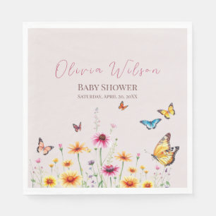 Wildflower Butterfly Baby in Bloom Baby Shower Napkin