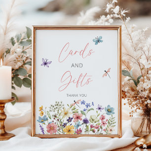 Wildflower Butterfly Baby Shower Cards and Gifts Poster