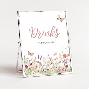 Wildflower Butterfly Baby Shower Drinks Poster