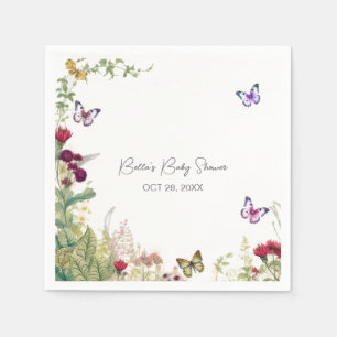 Wildflower Butterfly Baby Shower Napkin