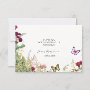 Wildflower Butterfly Baby Shower Thank You Card