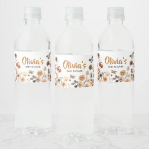 Wildflower Butterfly Baby Shower Water Bottle Label