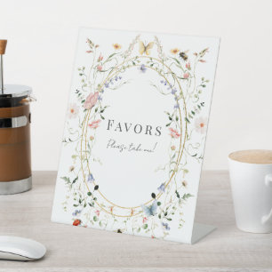 Wildflower Butterfly Bee Baby Shower Favors Pedestal Sign