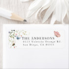 Wildflower Butterfly Bee Watercolor Return Address