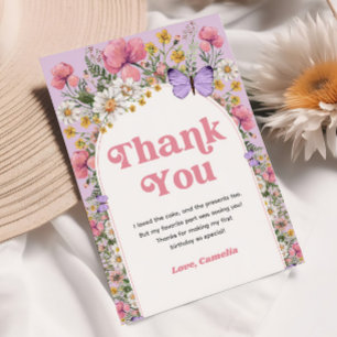 Wildflower Butterfly Birthday Thank You Invitation