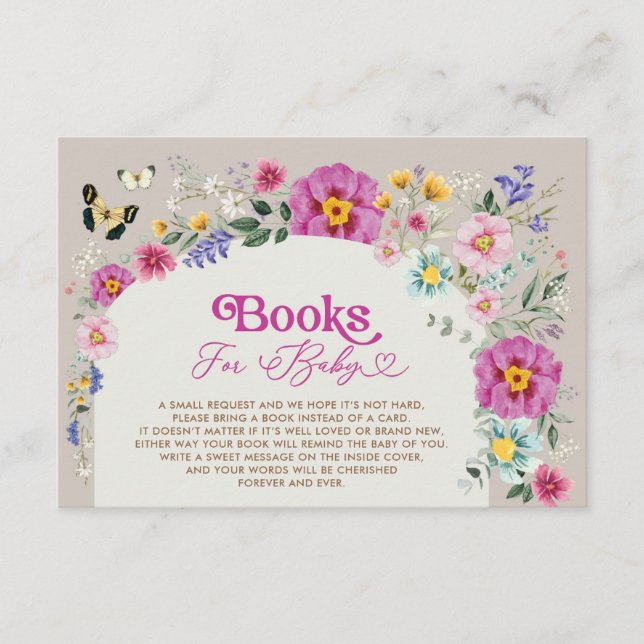Wildflower Butterfly Books for Baby QR Code RSVP Enclosure Card (Front)