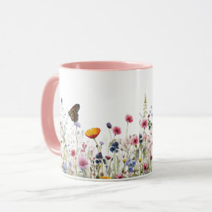 Wildflower Butterfly Botanical Garden Floral Patte Mug