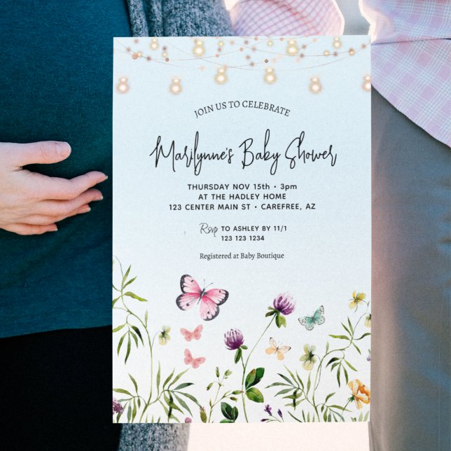 Wildflower Butterfly Boy Baby Shower Invitation (Creator Uploaded)