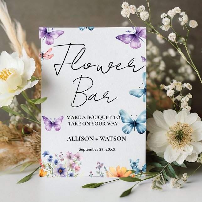 Wildflower Butterfly bridal shower flower Bar Sign (Creator Uploaded)