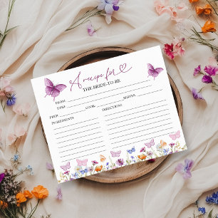 Wildflower Butterfly Bridal Shower Recipe Cards
