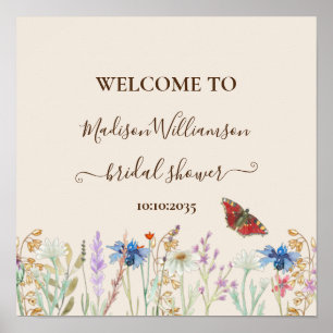 Wildflower Butterfly Bridal Shower Welcome Poster