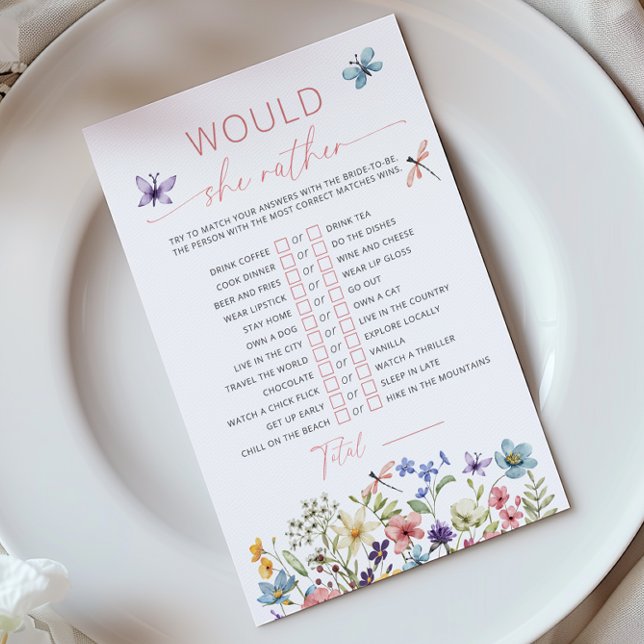 Wildflower Butterfly Bridal Would She Rather game (Creator Uploaded)
