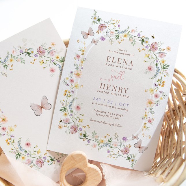 Wildflower Butterfly Fairytale Garden Wedding Invitation (Creator Uploaded)
