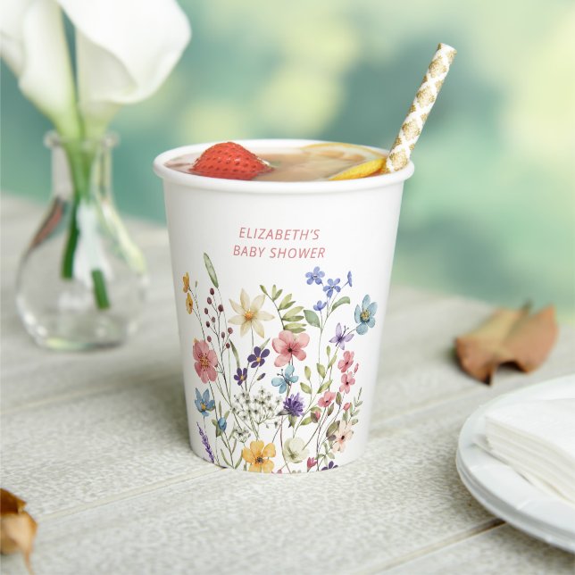 Wildflower Butterfly Garden Baby Shower Paper Cups (Insitu)