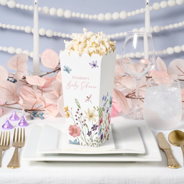 Wildflower Butterfly Garden Baby Shower Popcorn Favour Box (Wedding)