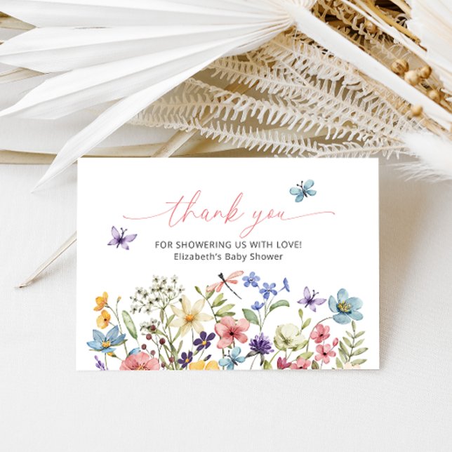 Wildflower Butterfly Garden Baby Shower Thank You Card (Creator Uploaded)