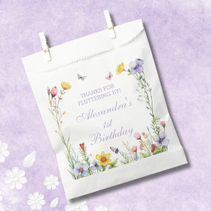 Wildflower Butterfly Girl 1st Birthday Favour Bags