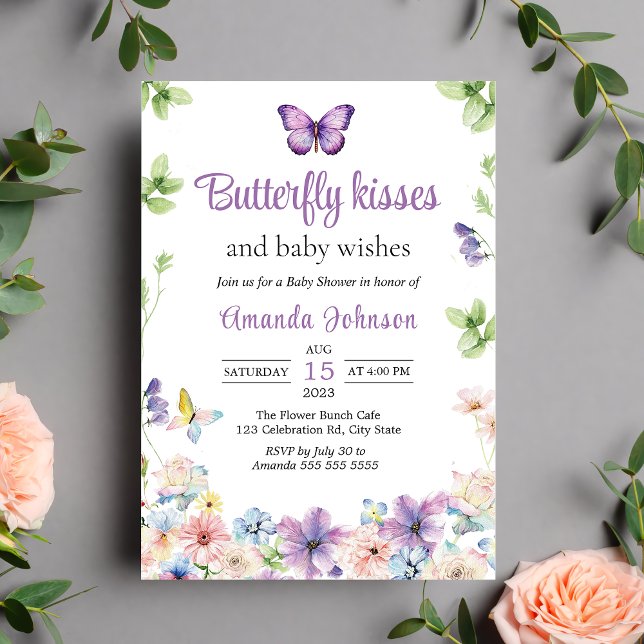 Wildflower Butterfly Girl Baby Shower Invitation (Creator Uploaded)