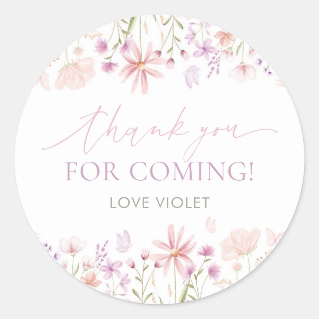 Wildflower Butterfly Girls 1st Birthday  Classic Round Sticker (Front)