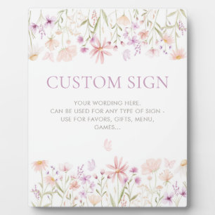 Wildflower Butterfly Girls 1st Birthday Party Sign Plaque