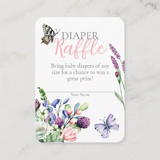 Wildflower Butterfly Jar Bohemian Diaper Raffle Enclosure Card
