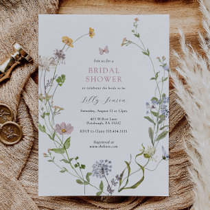 Wildflower Butterfly Meadow Bridal Shower Invitation